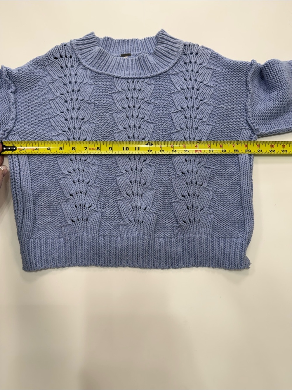 Free People Lavender Blue Cropped Crew Sweater - Picture 4 of 7